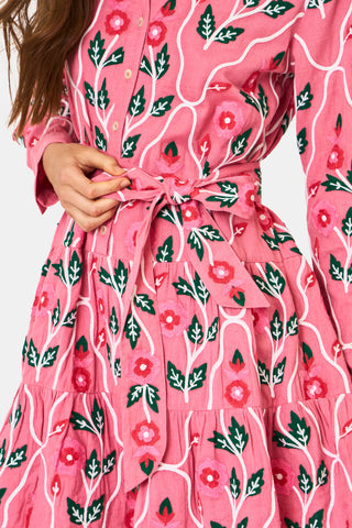 Roller Rabbit Pink Trellis Floral Embroidery Emory Dress