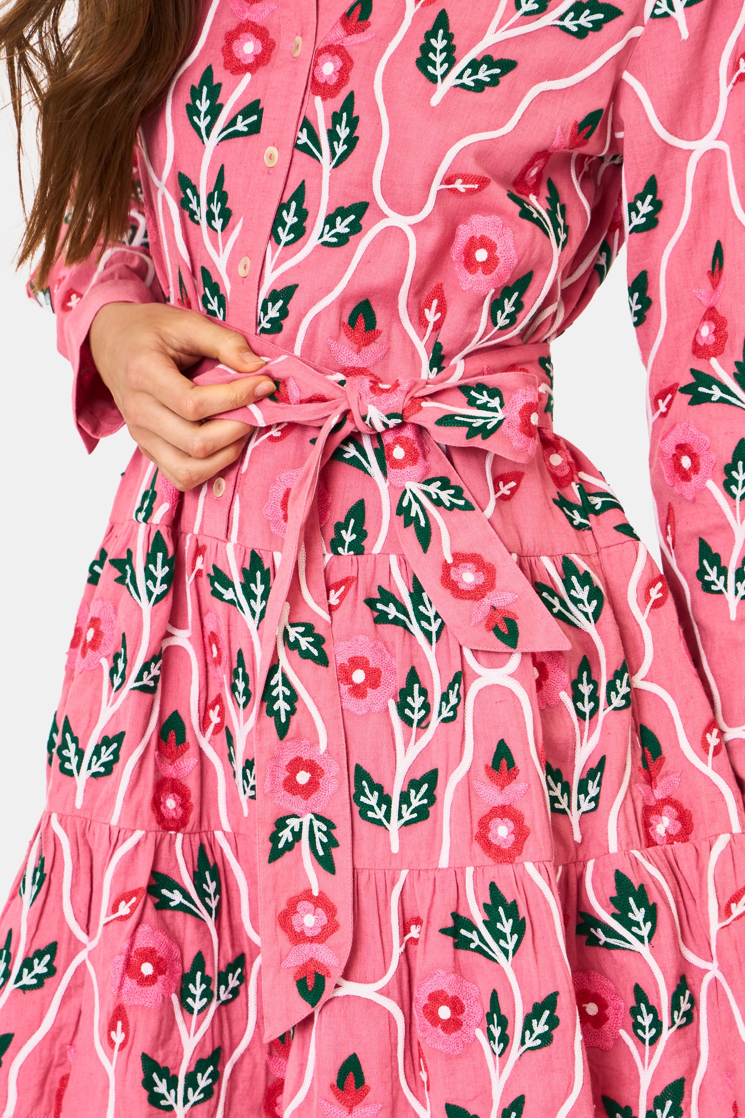 Roller Rabbit Pink Trellis Floral Embroidery Emory Dress  view 5