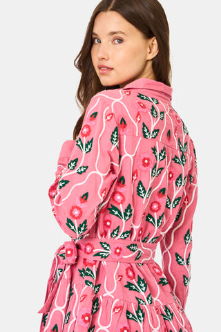 Roller Rabbit Pink Trellis Floral Embroidery Emory Dress