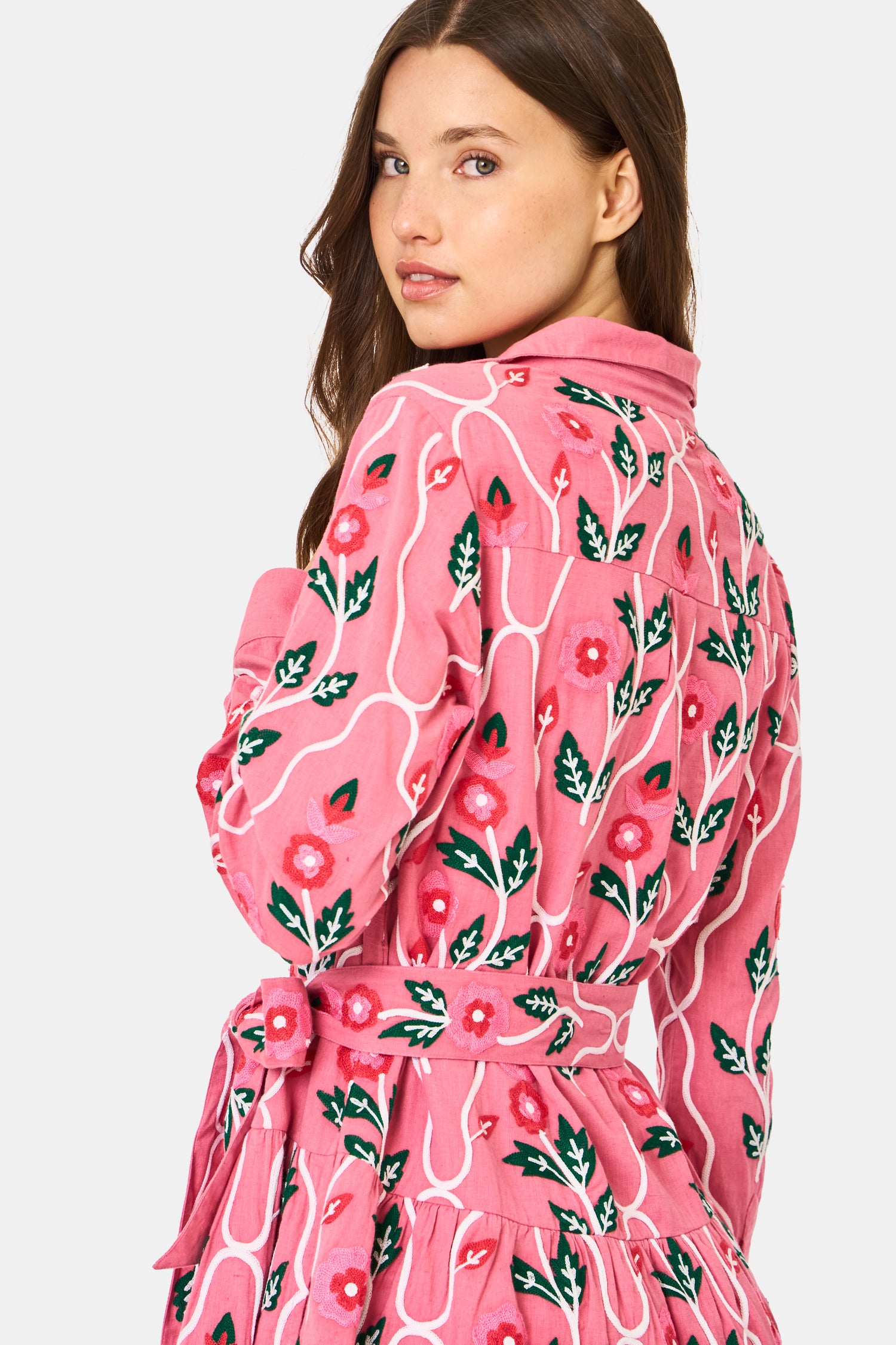 Roller Rabbit Pink Trellis Floral Embroidery Emory Dress  view 4