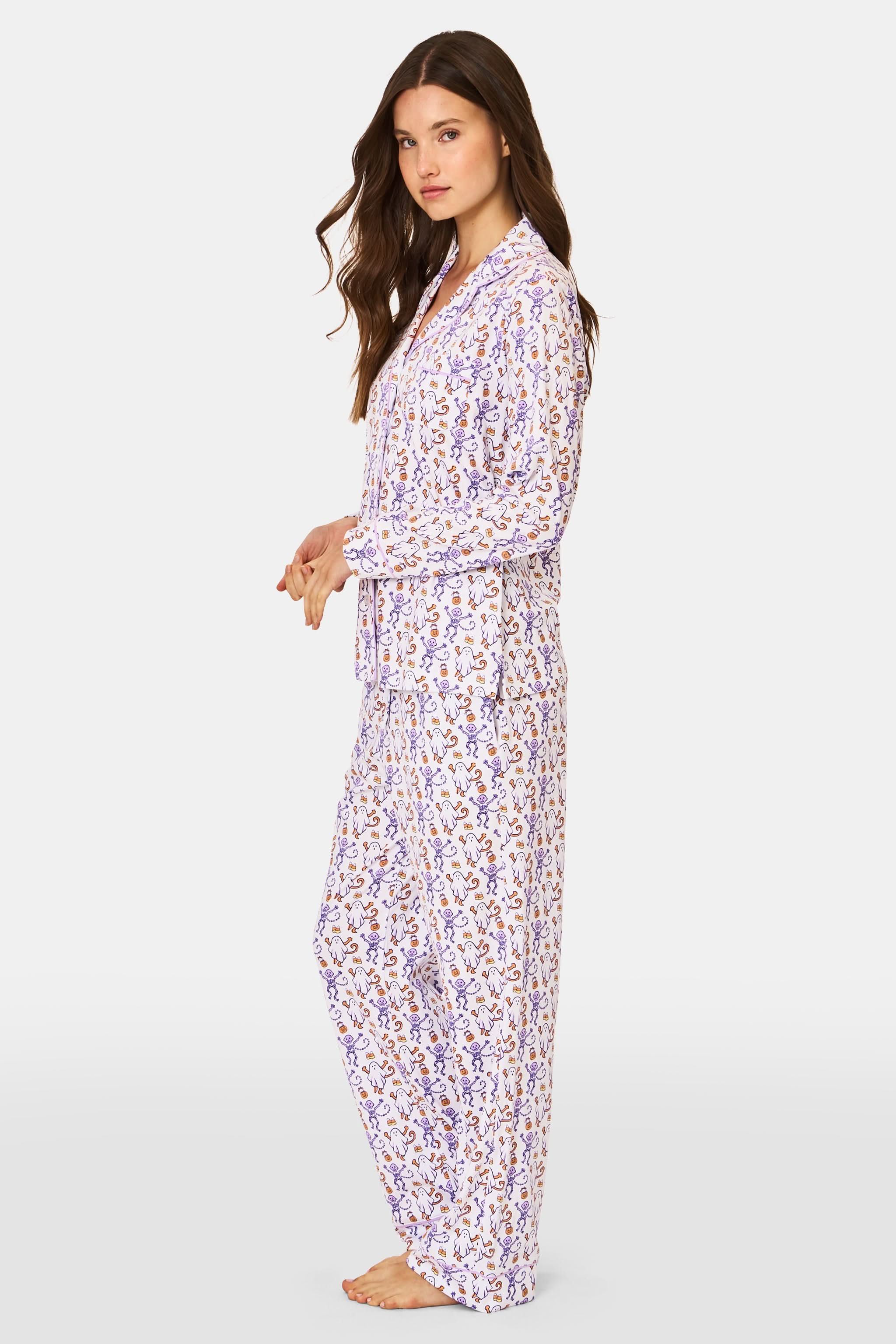 Trick or Treat Long Sleeve Polo Pajamas ORANGE XXS Trick or Treat Long Sleeve Polo Pajamas ORANGE XXS