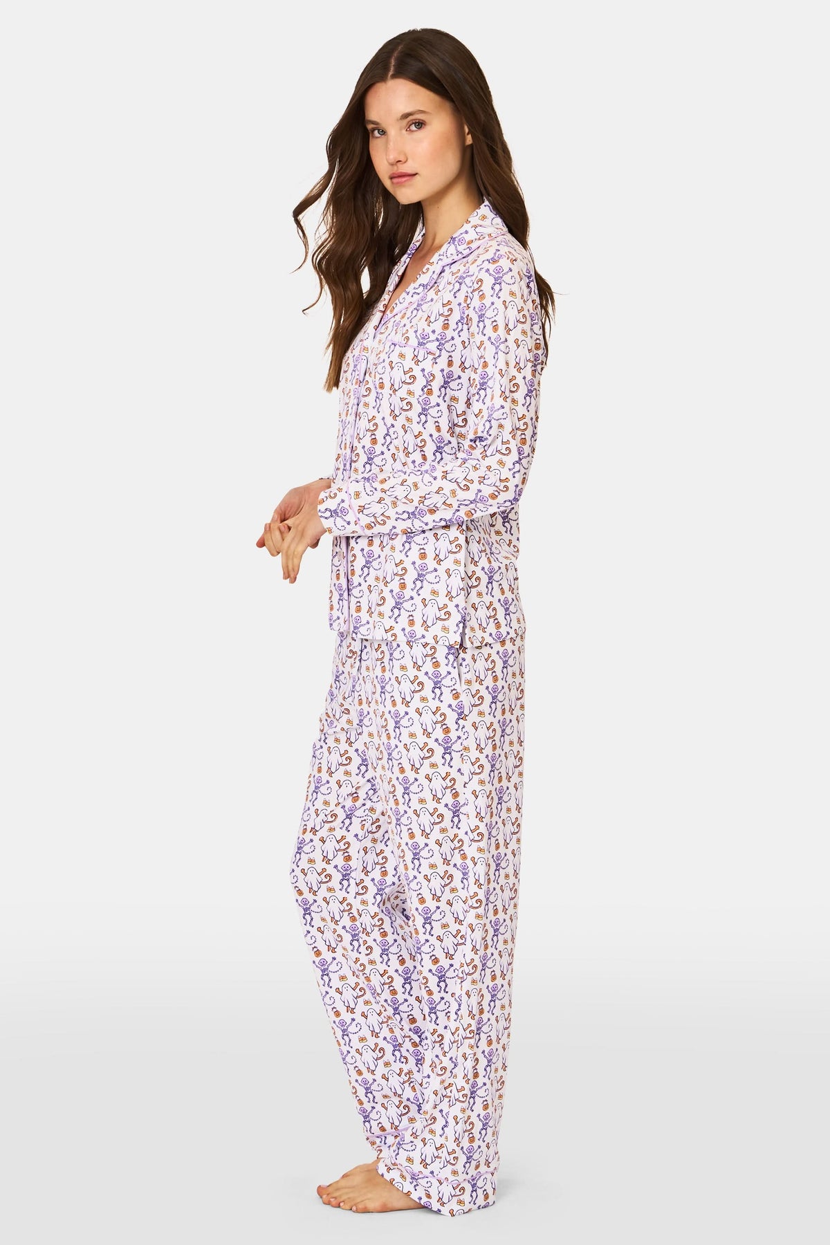 long sleeve pj dress Trick or Treat Long Sleeve Polo Pajamas ORANGE XXS