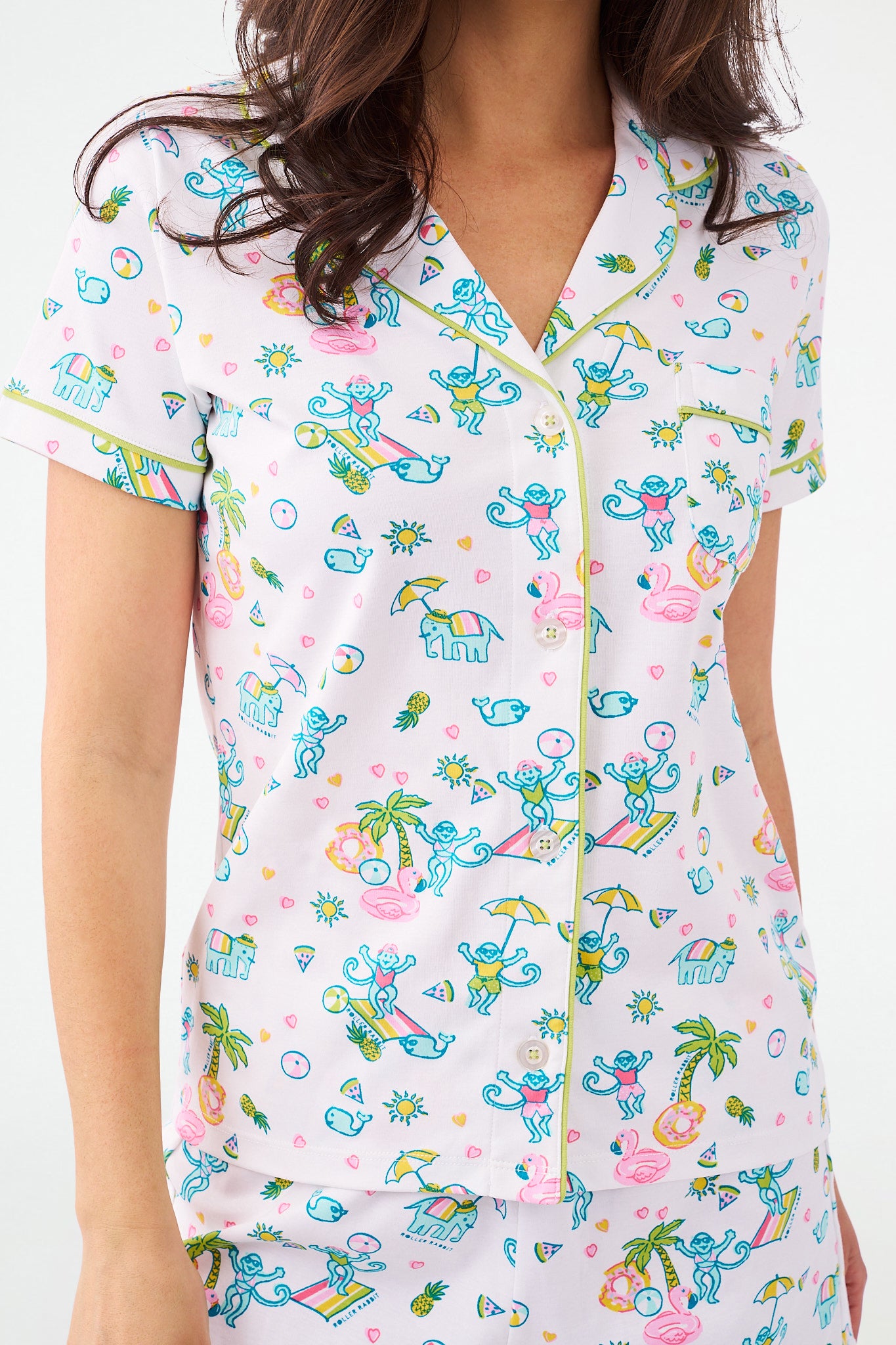 Roller Rabbit Pool Party Polo Pajamas White view 3