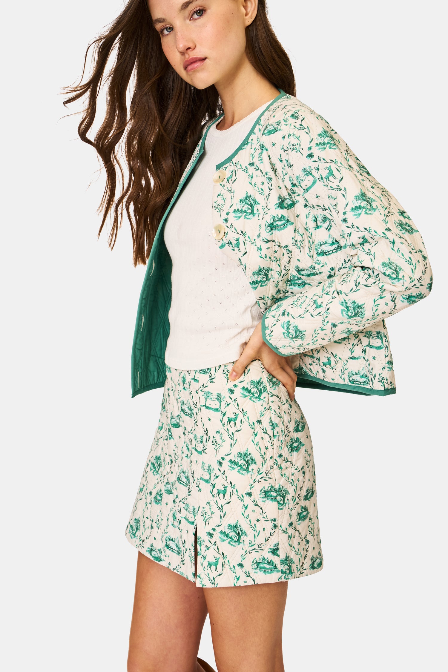Roller Rabbit Woodland Toile Quilted Carmen Jacket  view 5