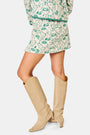 Roller Rabbit Green Woodland Toile Quilted Azure Mini Skirt