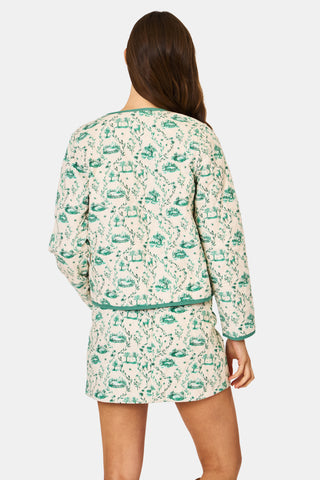 Roller Rabbit Woodland Toile Quilted Carmen Jacket