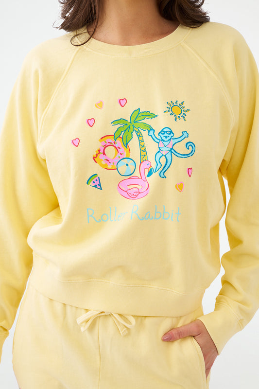 Roller Rabbit Pool Party Crewneck Yellow view 2