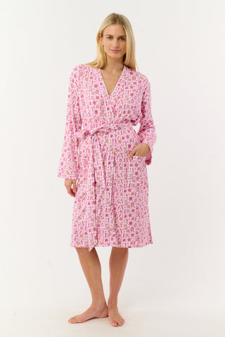 Roller Rabbit Pink Brunch Club Trixie Robe