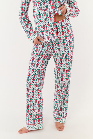 Roller Rabbit Green Monkey Mas Patchwork Long Sleeve Polo Pajamas