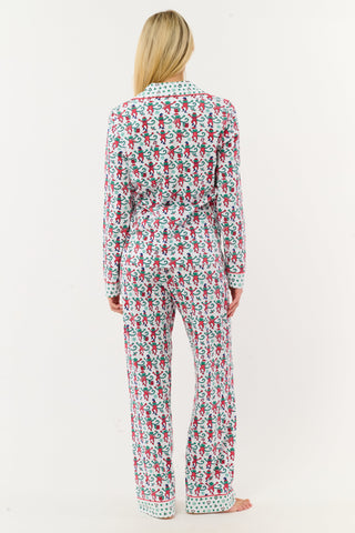 Roller Rabbit Green Monkey Mas Patchwork Long Sleeve Polo Pajamas