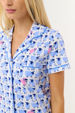 Roller Rabbit Blue Sammy The Sheep Polo Pajamas