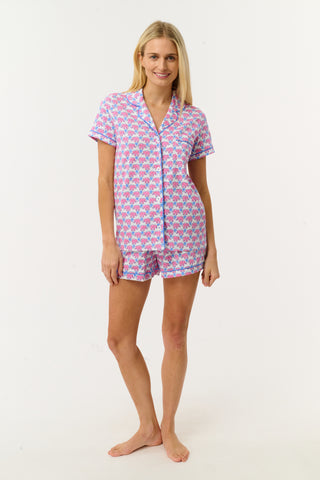 Roller Rabbit Pink Hathi Heart Polo Pajamas