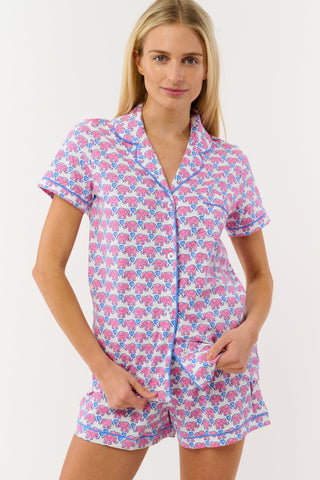 Roller Rabbit Pink Hathi Heart Polo Pajamas