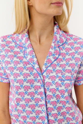 Roller Rabbit Pink Hathi Heart Polo Pajamas