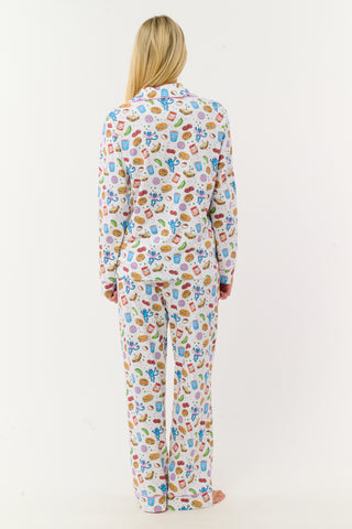 Roller Rabbit Blue New York Nosh Long Sleeve Polo Pajamas