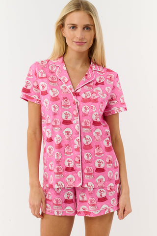 Roller Rabbit Pink City Snowglobes Polo Pajamas