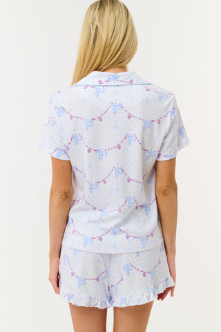 Roller Rabbit Blue Snowflake Stripe Wyatt Polo Pajamas