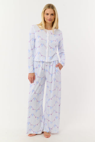 Roller Rabbit Blue Snowflake Stripe Nessa Cardigan