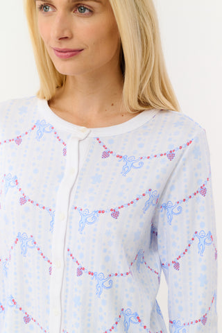 Roller Rabbit Blue Snowflake Stripe Nessa Cardigan