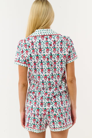 Roller Rabbit Green Monkey Mas Patchwork Polo Pajamas