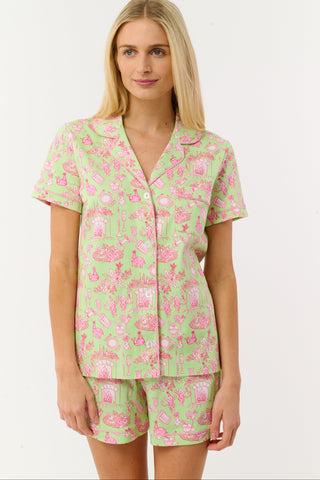 Roller Rabbit Green Party Toile Polo Pajamas