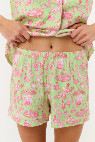 Roller Rabbit Green Party Toile Polo Pajamas