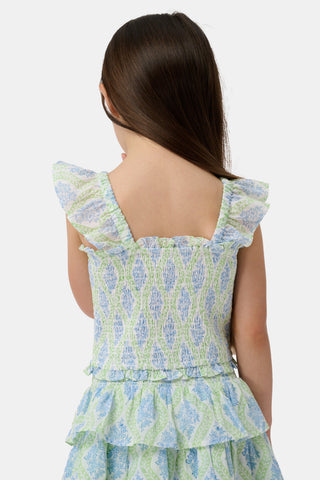 Roller Rabbit Green Kids Zelda Floral Tory Top