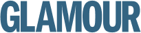 Glamour logo in blue on a white background