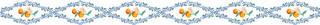 Decorative border with cartoon fish and bubbles on a blue background