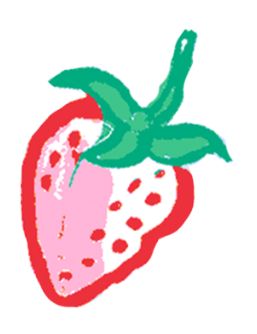 Illustration of a strawberry with a green stem on a white background
