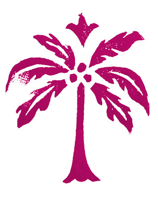 Pink palm tree design on a white background