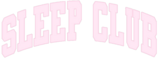 Pink text 'SLEEP CLUB' on a white background