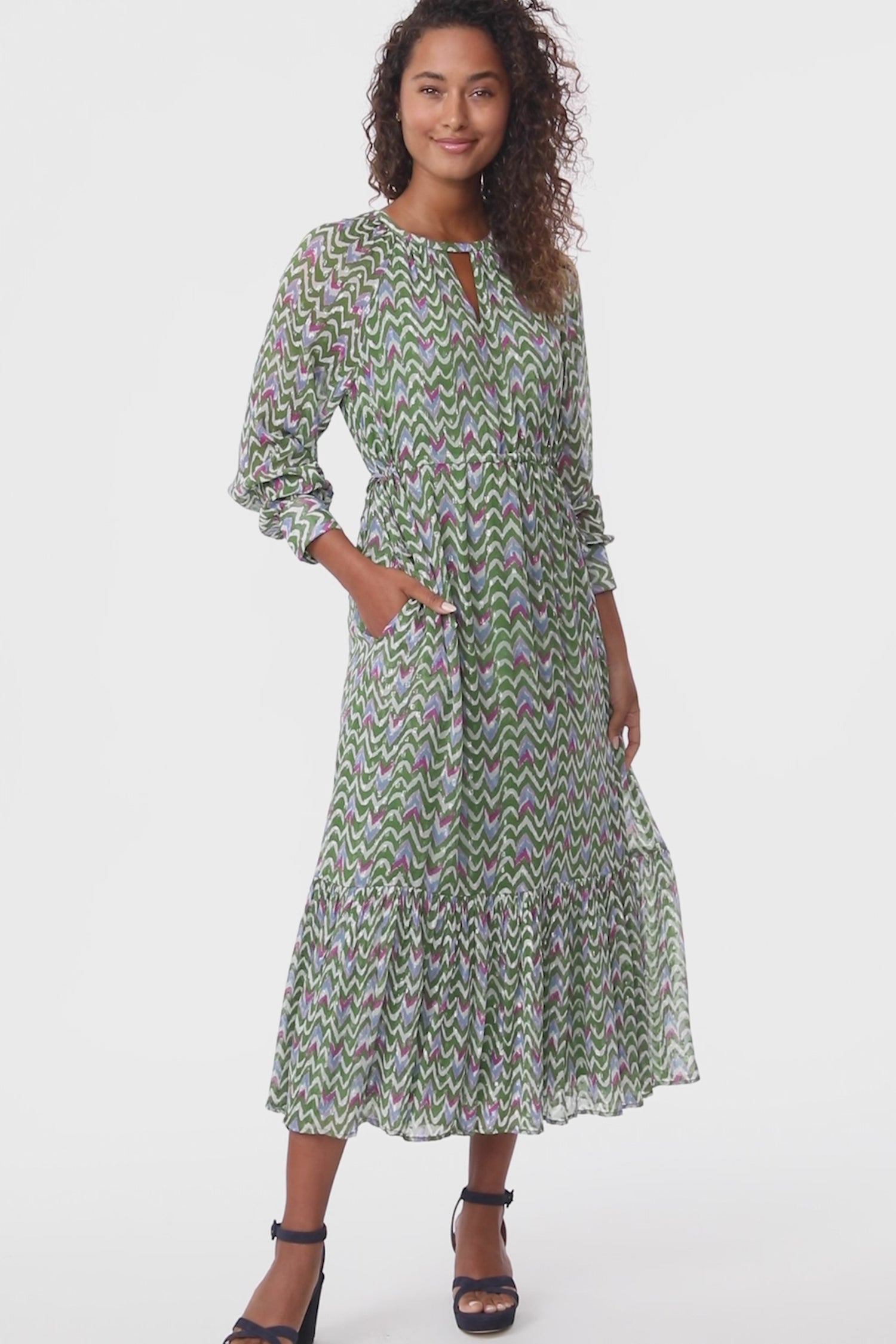 Roller Rabbit Green Olivia Ikat Imogen Dress