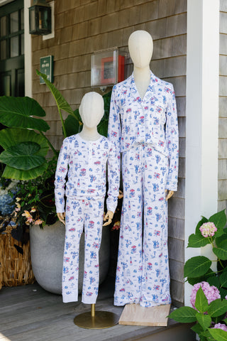 Marthas Vineyard Monkey Long Sleeve Polo Pajamas