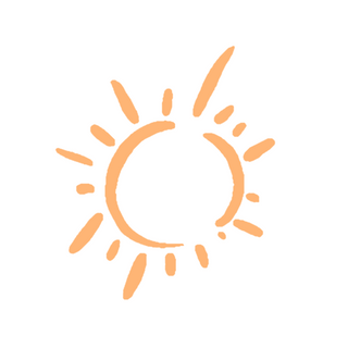 Illustration of a sun with orange rays on a white background