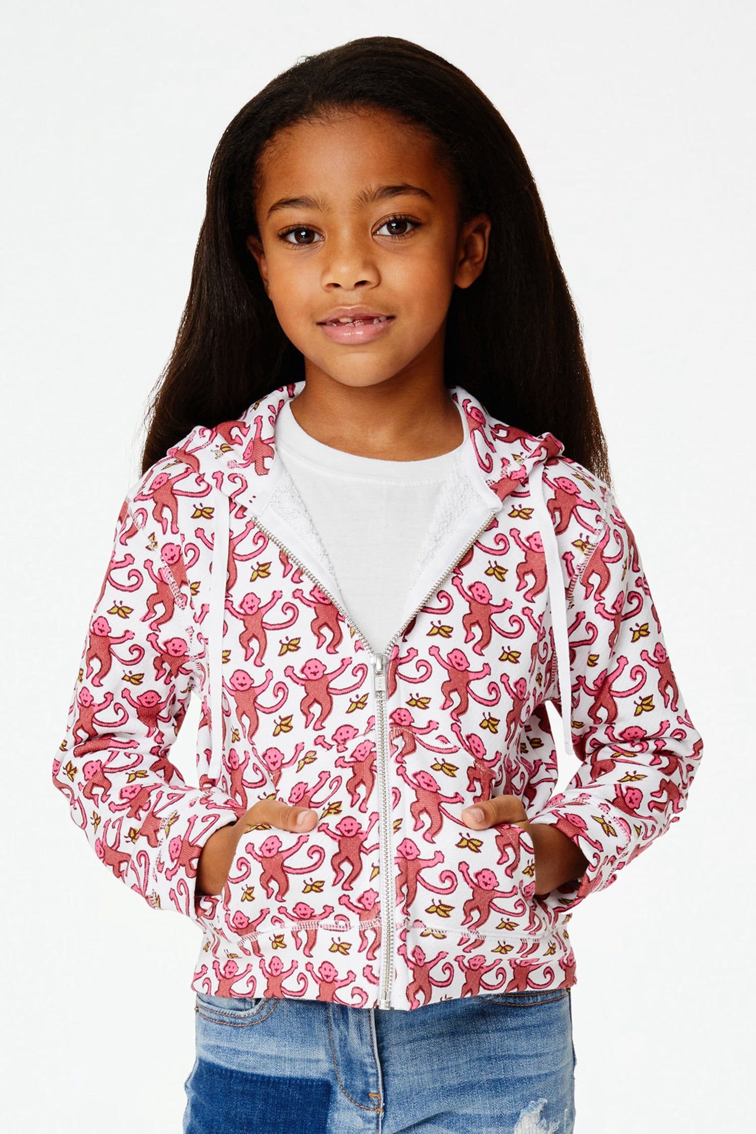 Roller Rabbit Pink Kids Monkey Harley Hoodie