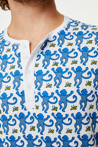 Roller Rabbit Blue Mens Monkey Spencer Pajamas