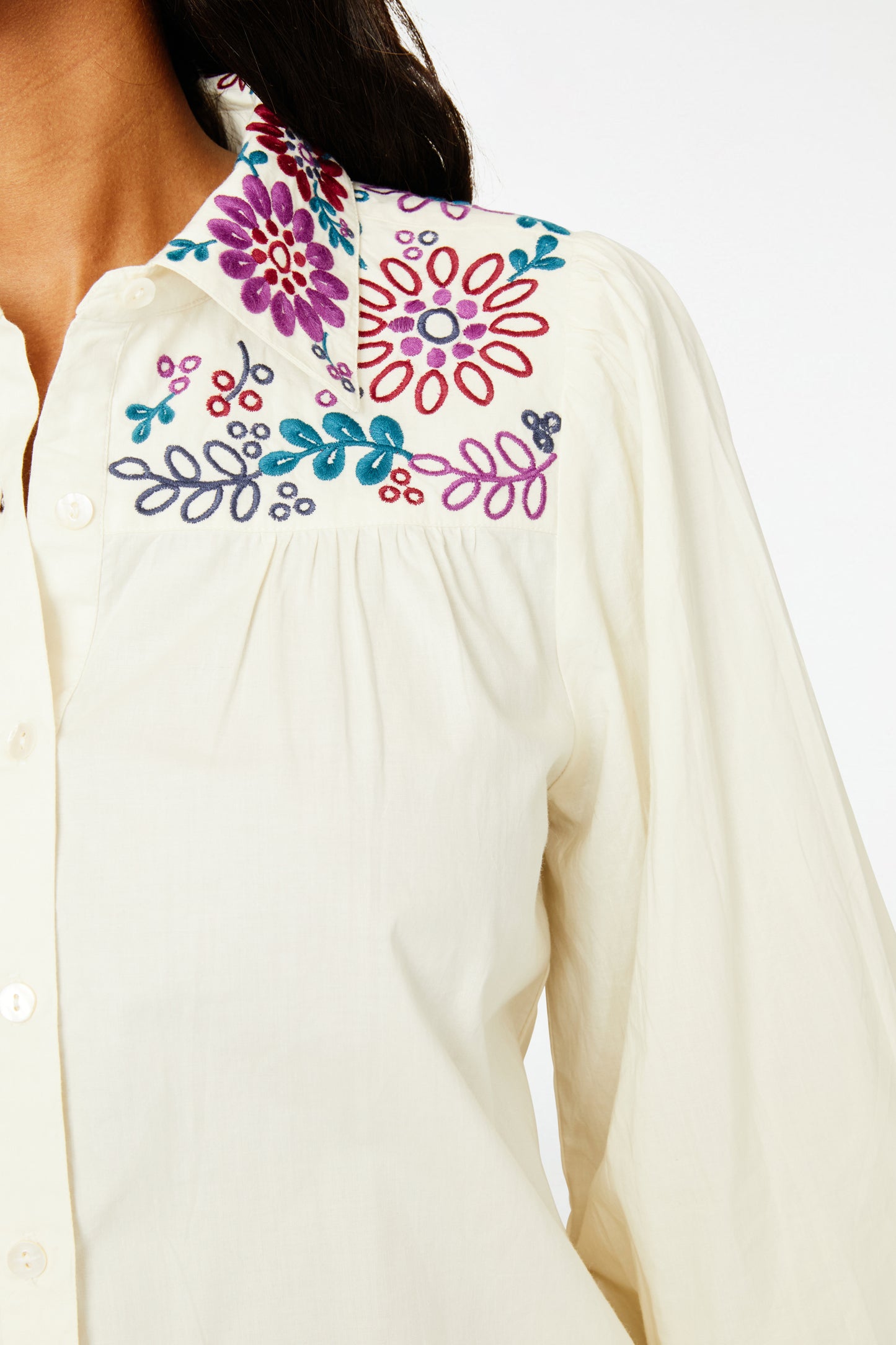 Roller Rabbit Ivory Veda Embroidered Noemie Shirt